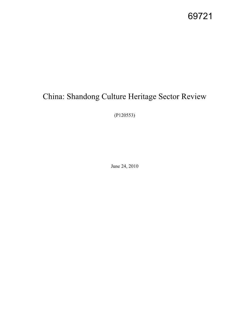 China: Shandong Culture Heritage Sector Review