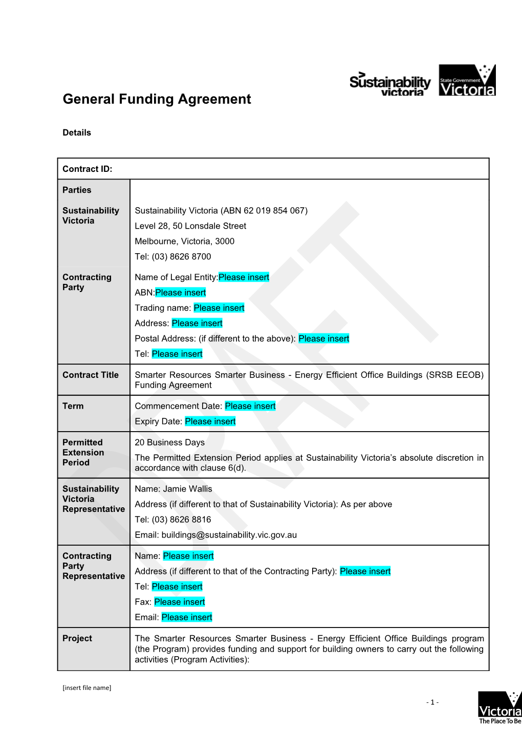 General Funding Agreement