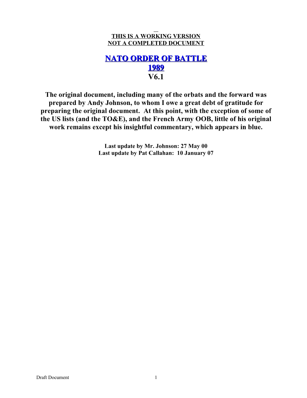 NATO Order of Battle 1989 Mod 5