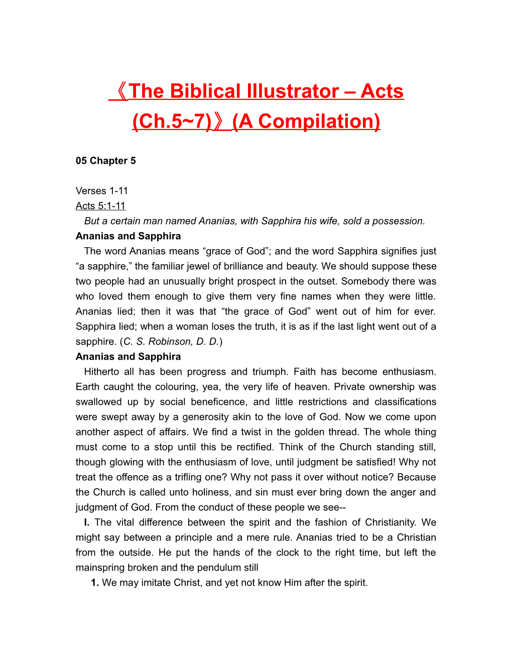 The Biblical Illustrator Acts (Ch.5 7) (A Compilation)