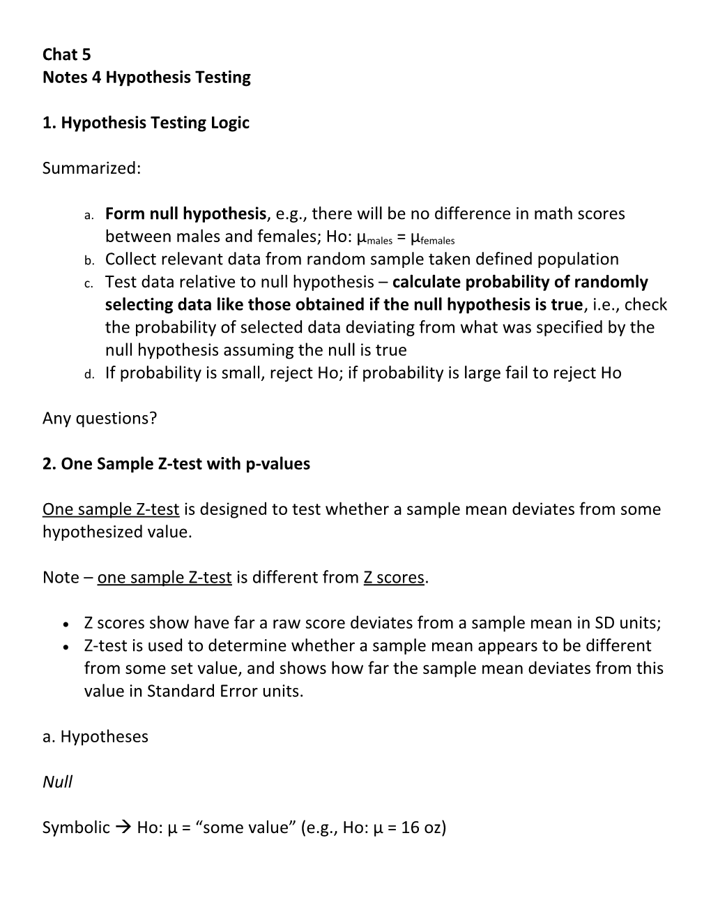 Notes 4Hypothesis Testing