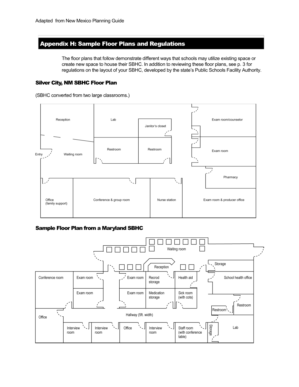 Appendix H: Sample Floor Plans and Regulations