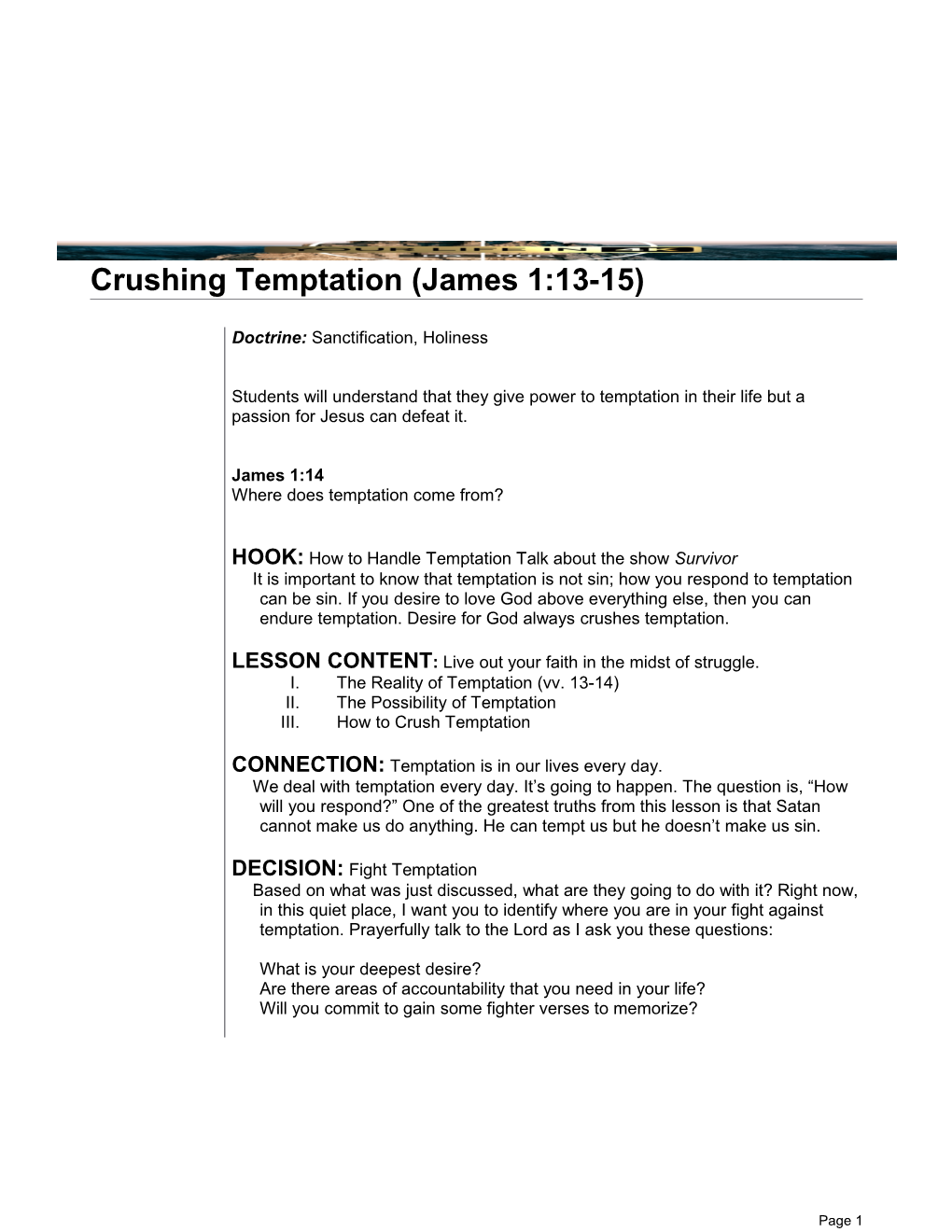 Crushing Temptation (James 1:13-15)