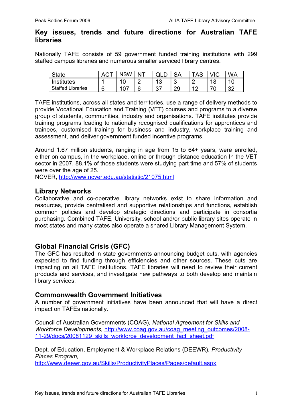 Key Issues, Trends and Future Directions for Australian TAFE Libraries