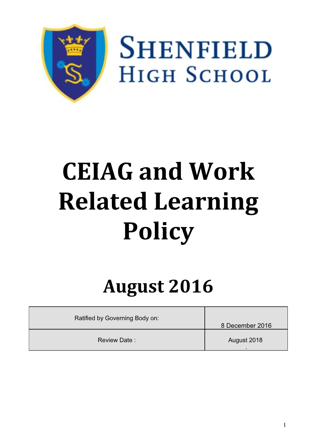 CEIAG and Work Related Learning Policy