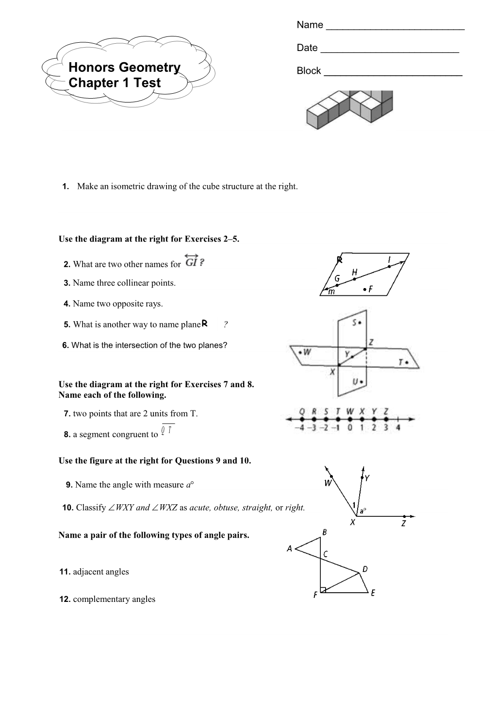 Use the Diagram at the Right for Exercises 2 5