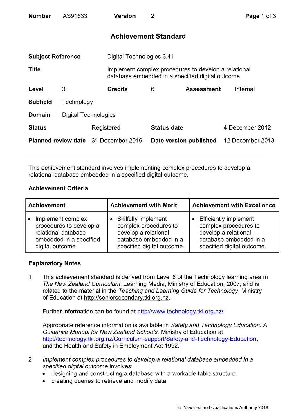 91633 Implement Complex Procedures to Develop a Relational Database Embedded in a Specified