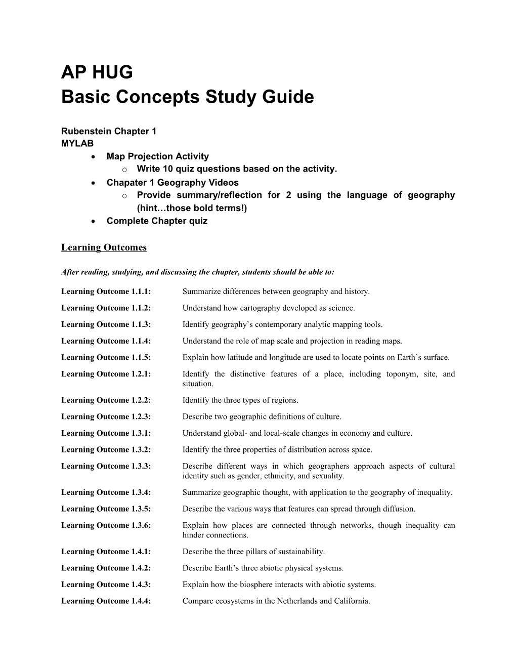 Basic Concepts Study Guide