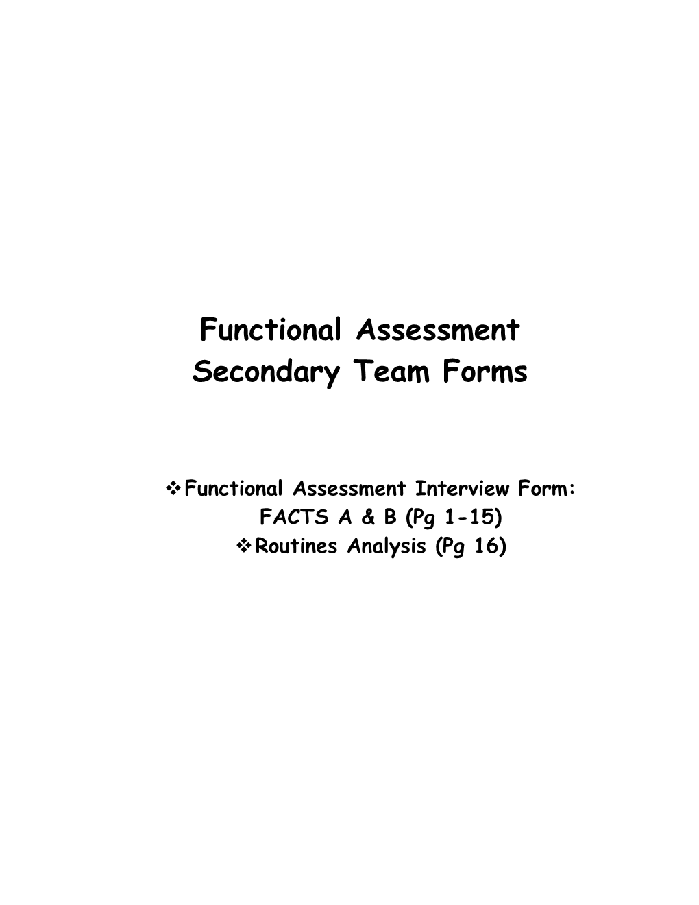 Functional Assessment