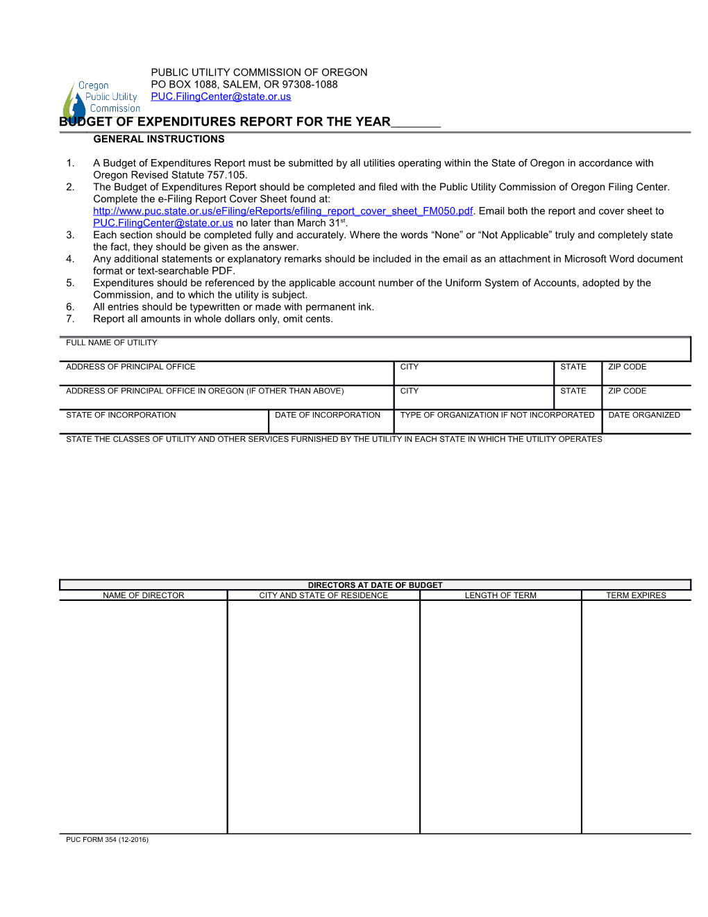 Public Utility Commission of Oregon