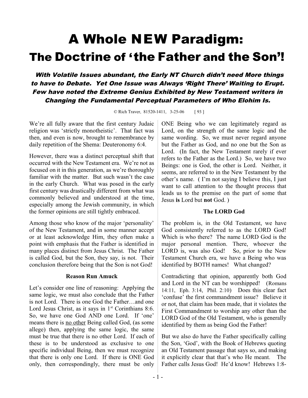 Thedoctrineof Thefatherandtheson !