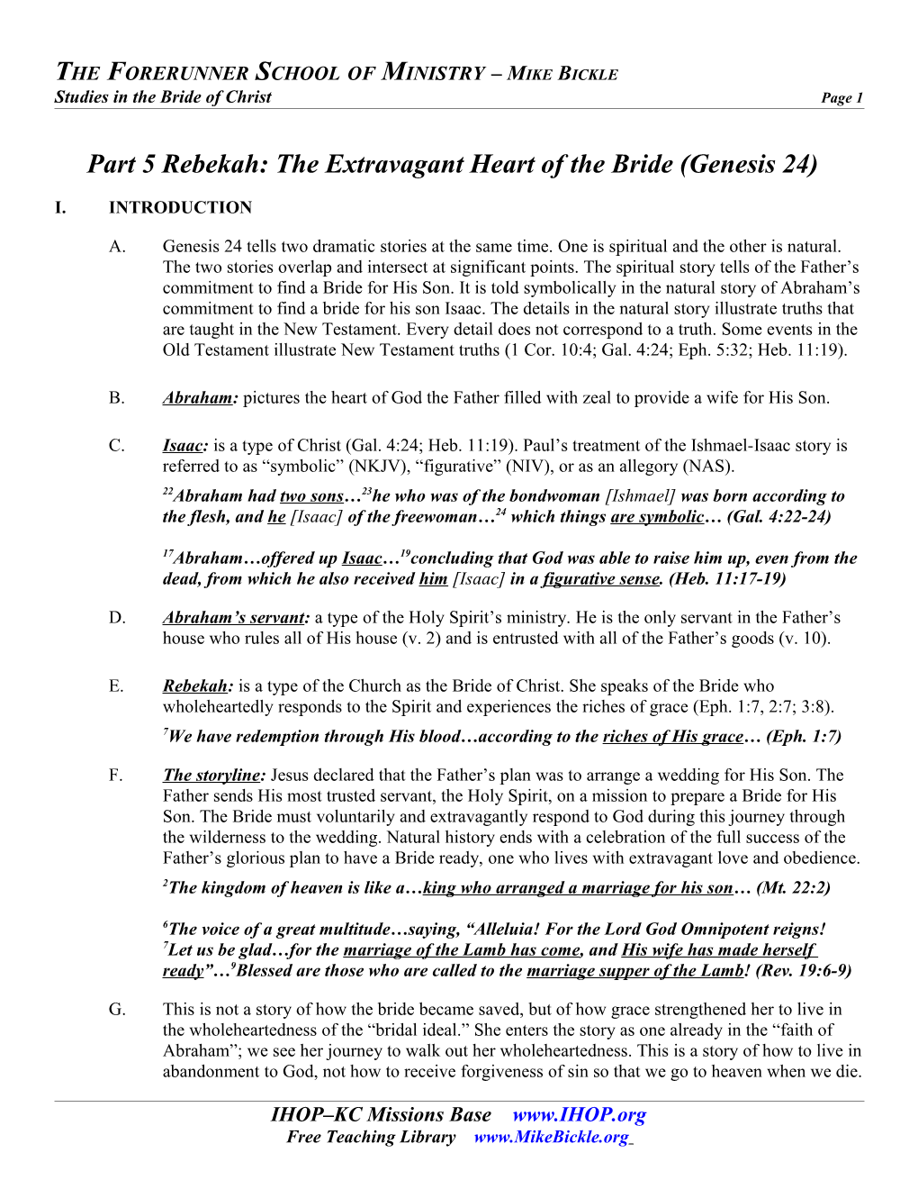 Part 5 Rebekah: the Extravagant Heart of the Bride (Genesis 24)