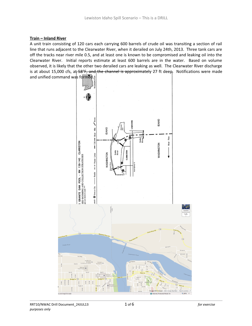 Lewiston Idaho Spill Scenario This Is a DRILL