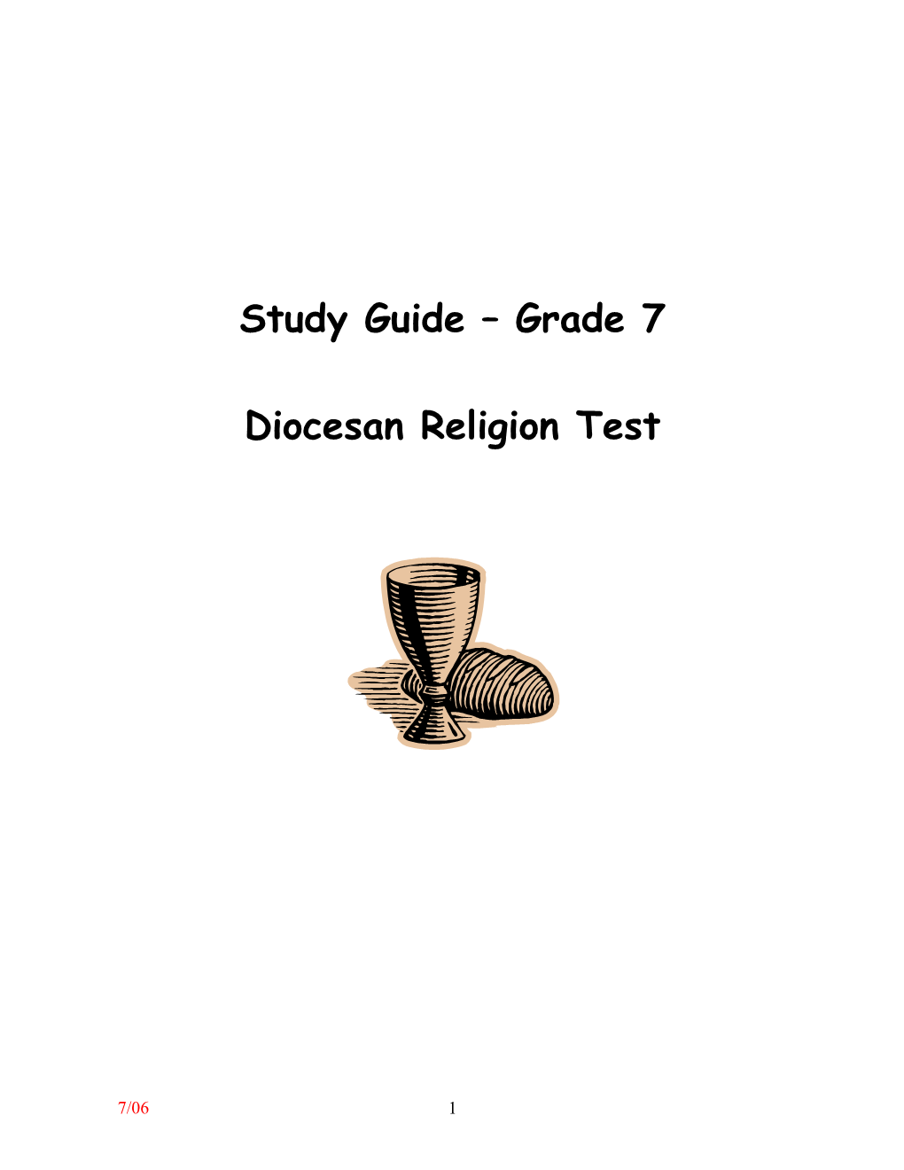 Student Study Guide: Grade 7 Religion End-Of-Year Test