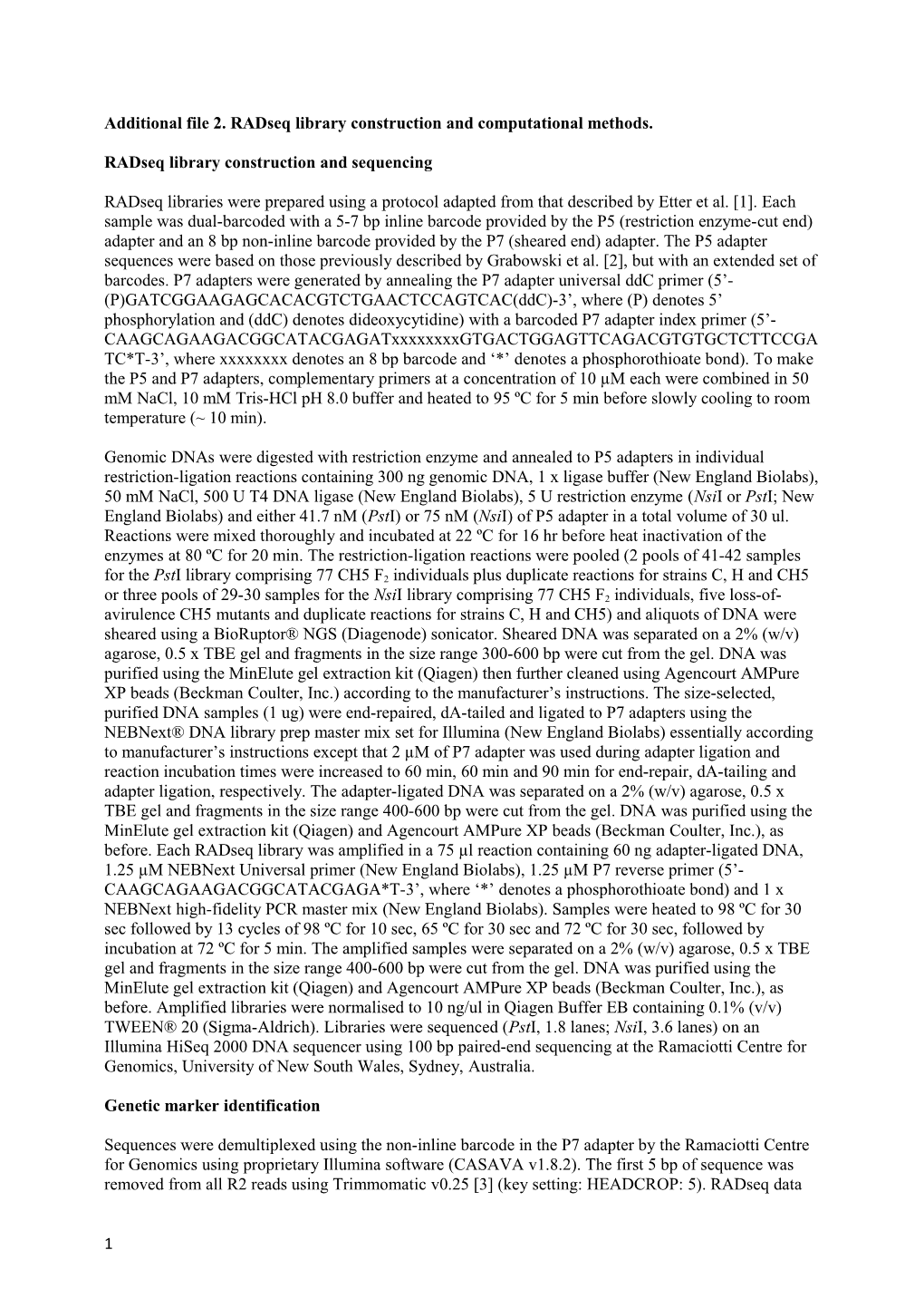 Additional File 2.Radseq Library Construction and Computational Methods