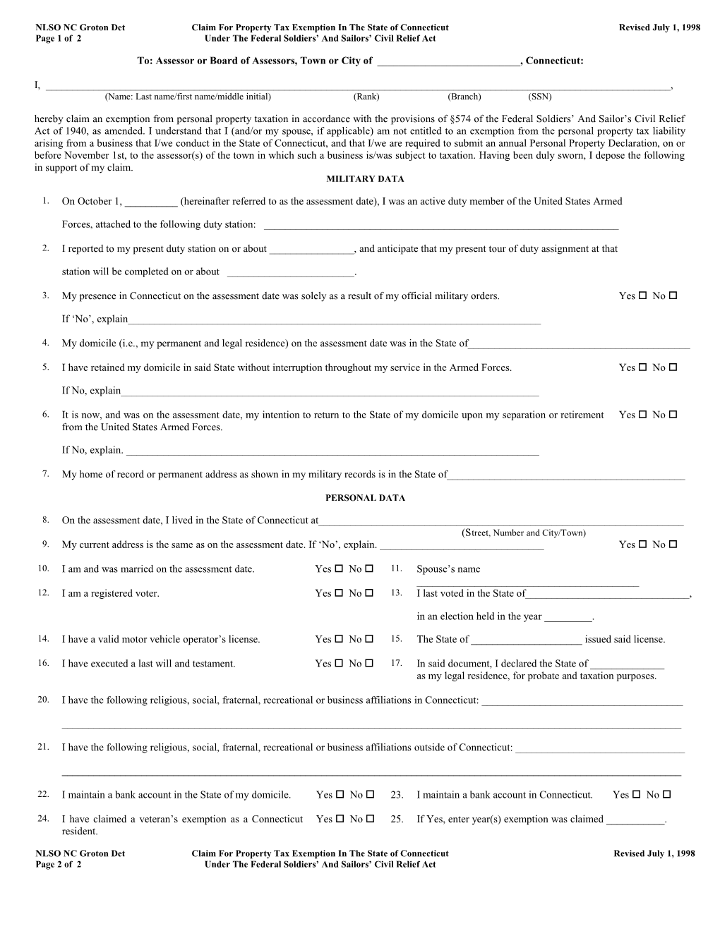 Under the Federal Soldiers and Sailors Civil Relief Act