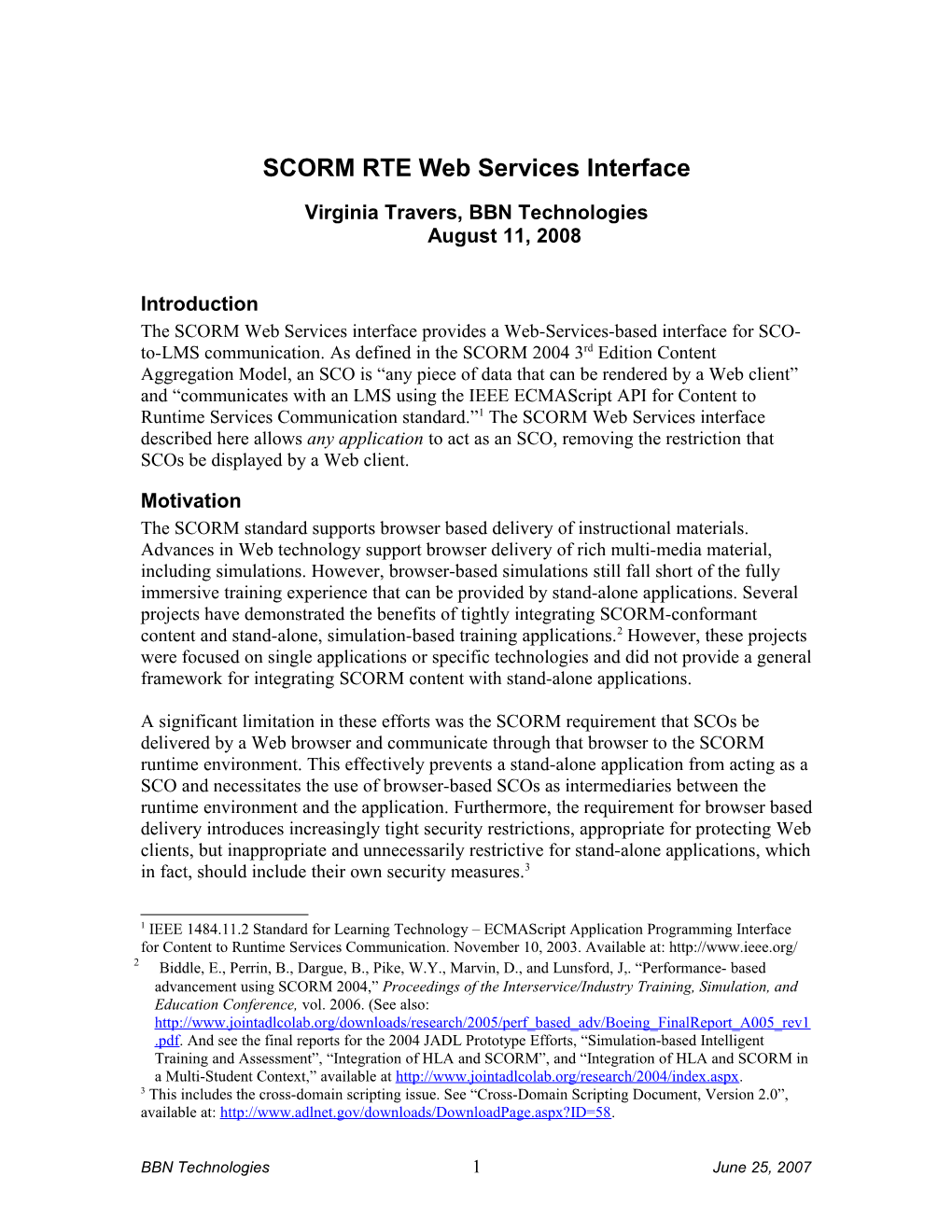 SCORM Web Services Interface