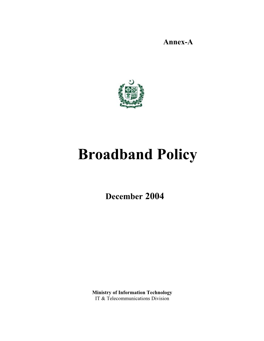 Pakistan S Broadband Policy Document