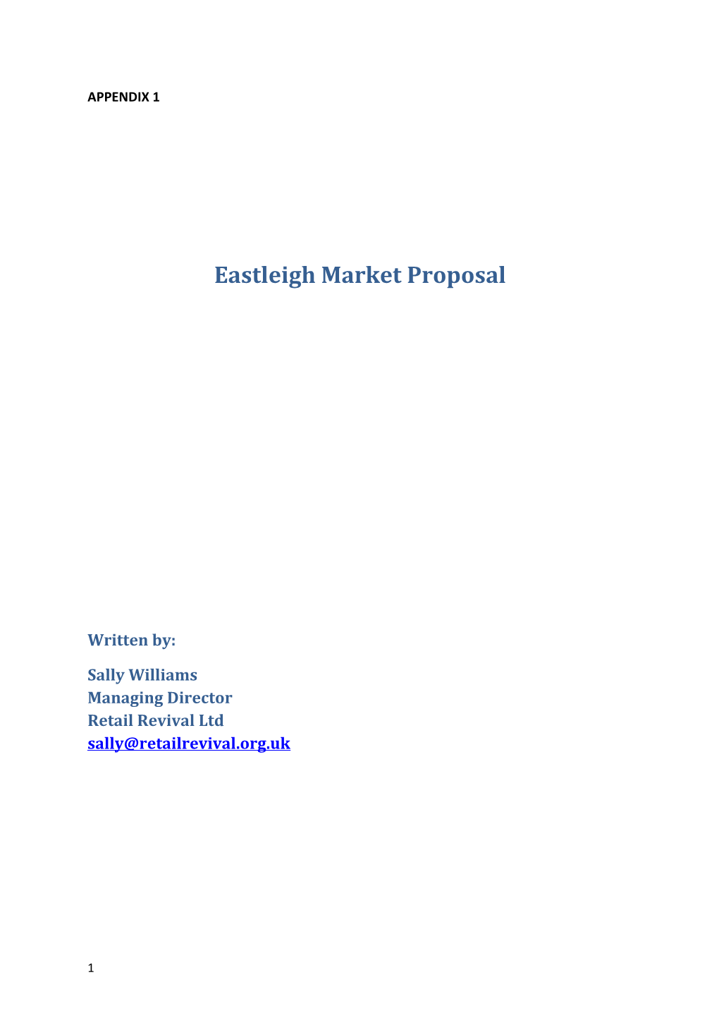 Eastleigh Market Proposal