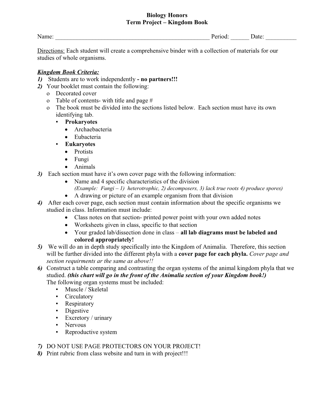 Chapter 5 Notebook Check Sheet