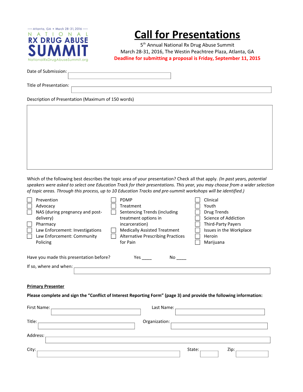 5Th Annual National Rx Drug Abuse Summit