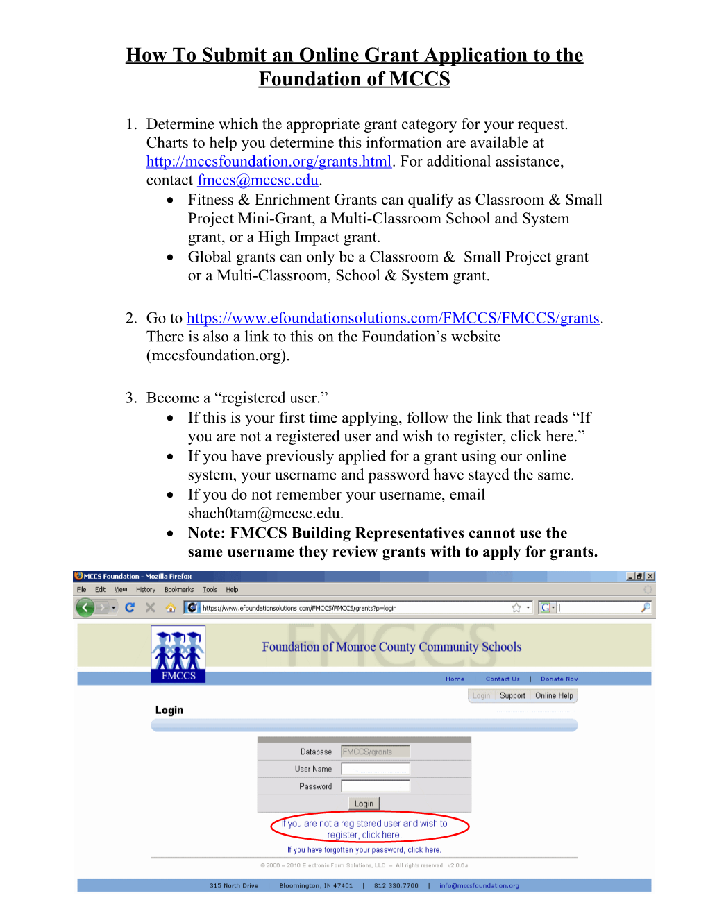 How to Submit an Online Grant Application to the Foundation of MCCS