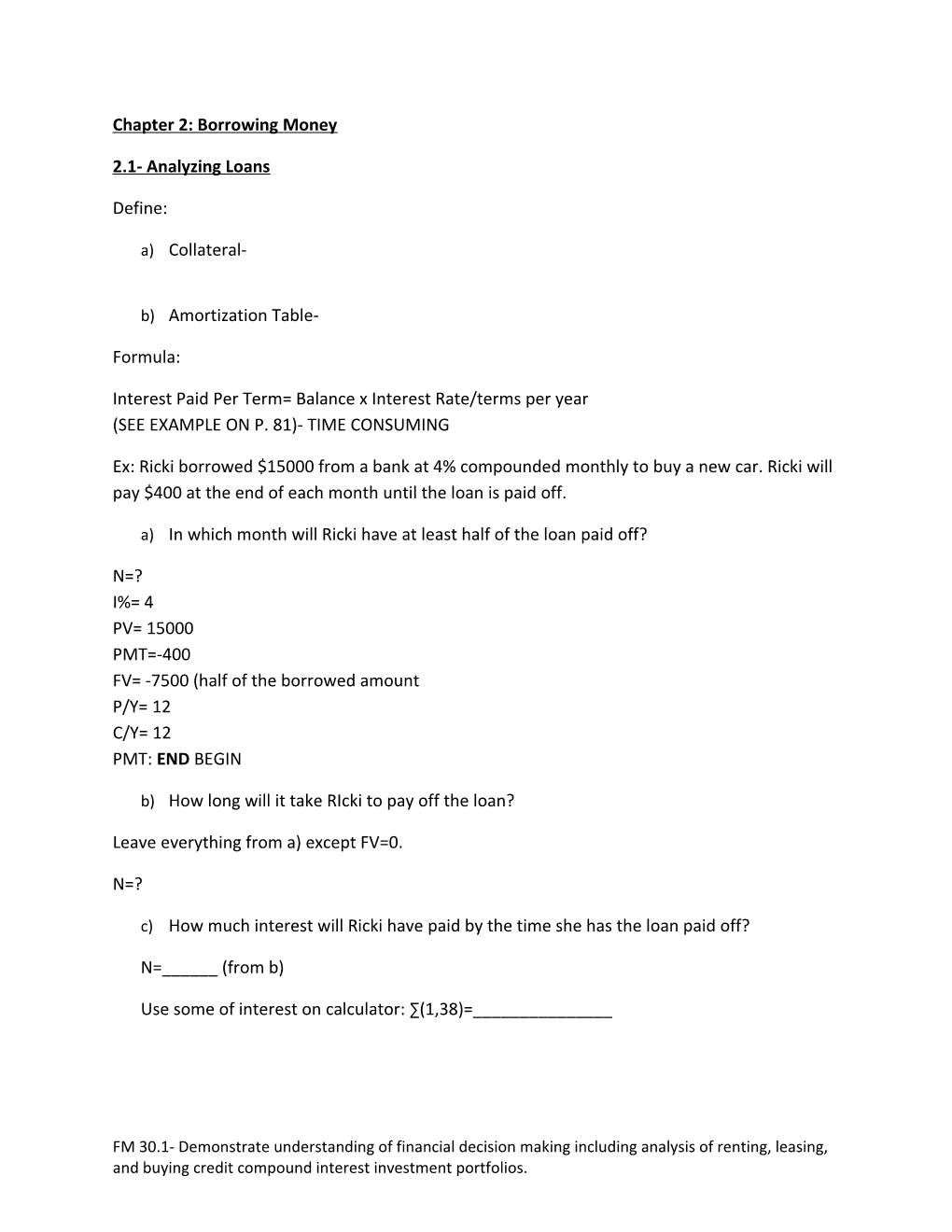 Chapter 2: Borrowing Money