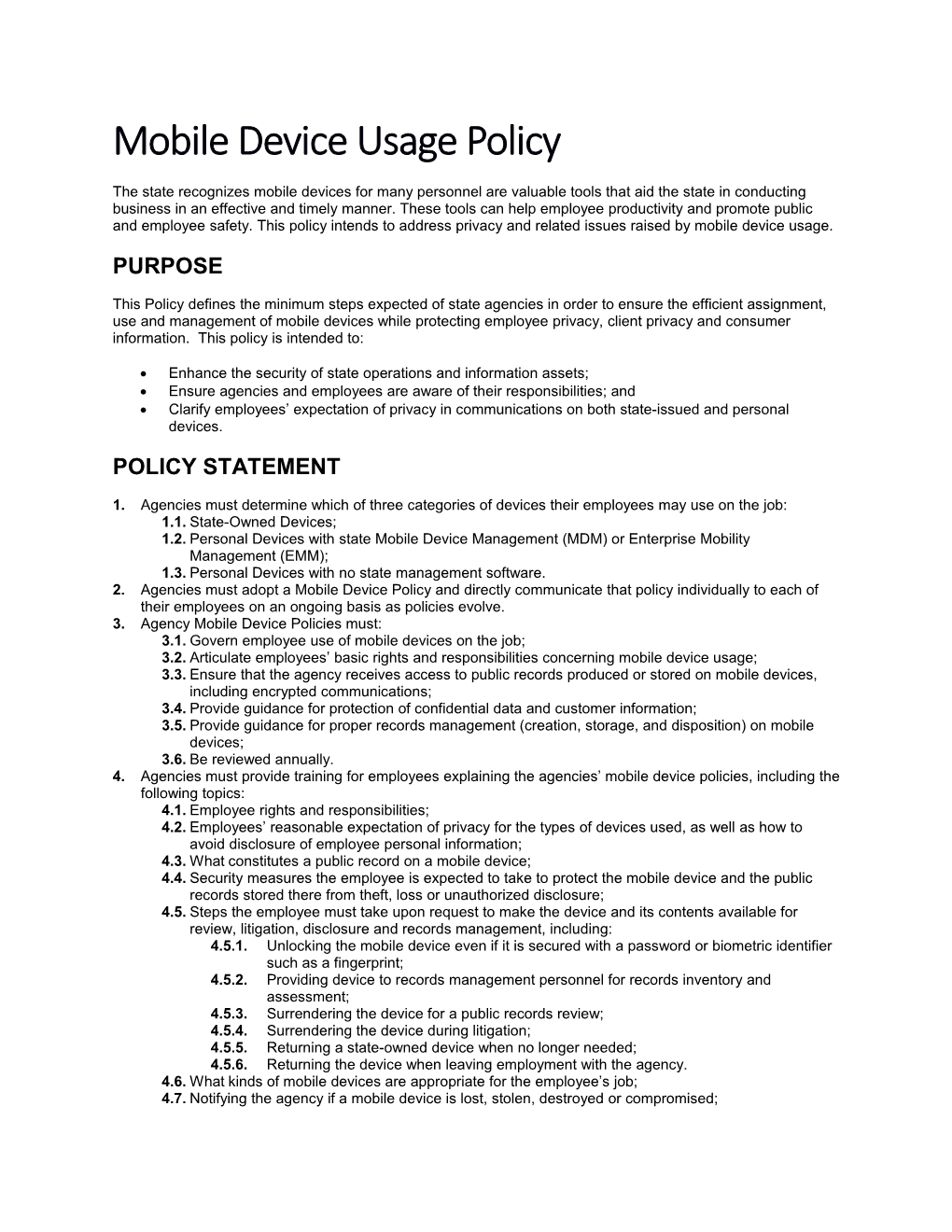OCIO Policy 191 - Mobile Device Usage