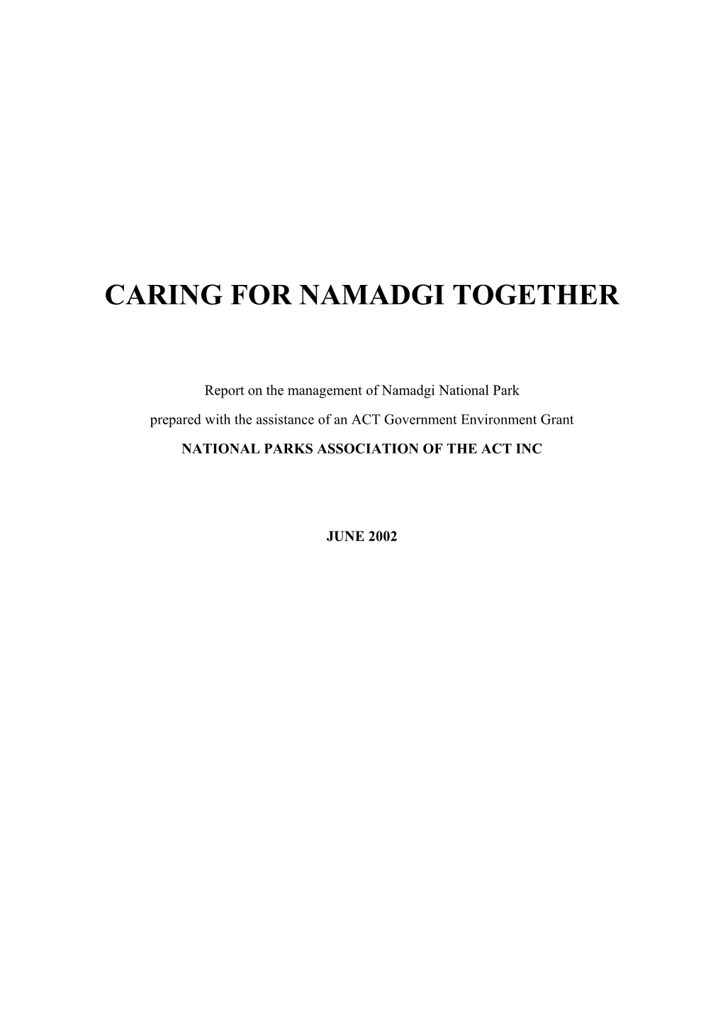 Caring for Namadgi Together