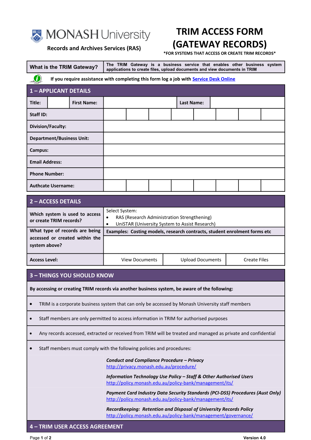 TRIM Access Form Gateway