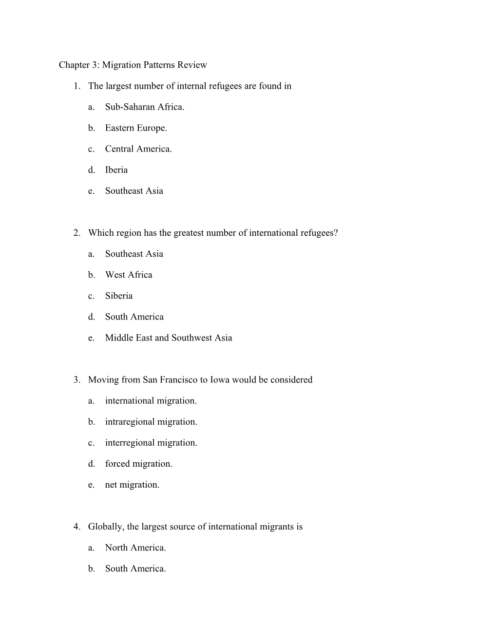 Chapter 3: Migration Patterns Review