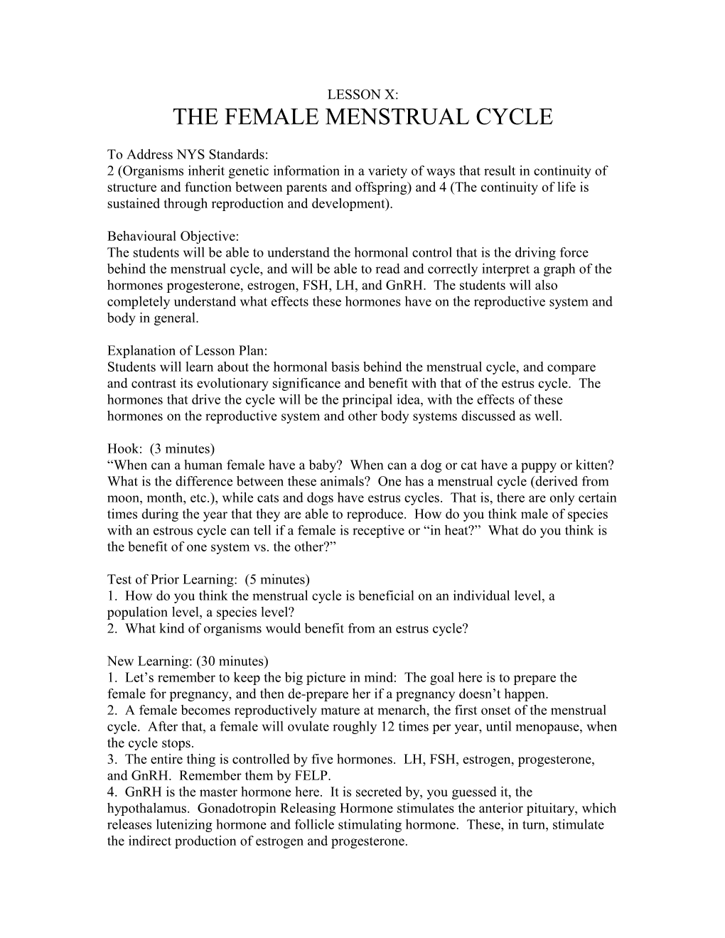 The Female Menstrual Cycle