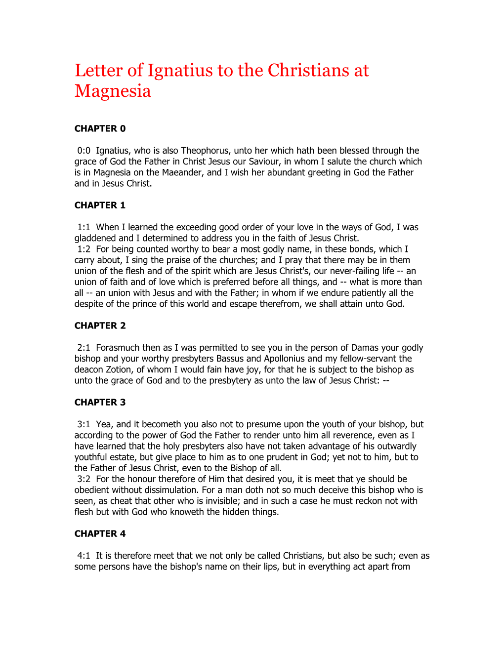 Letter of Ignatius to the Christians at Magnesia