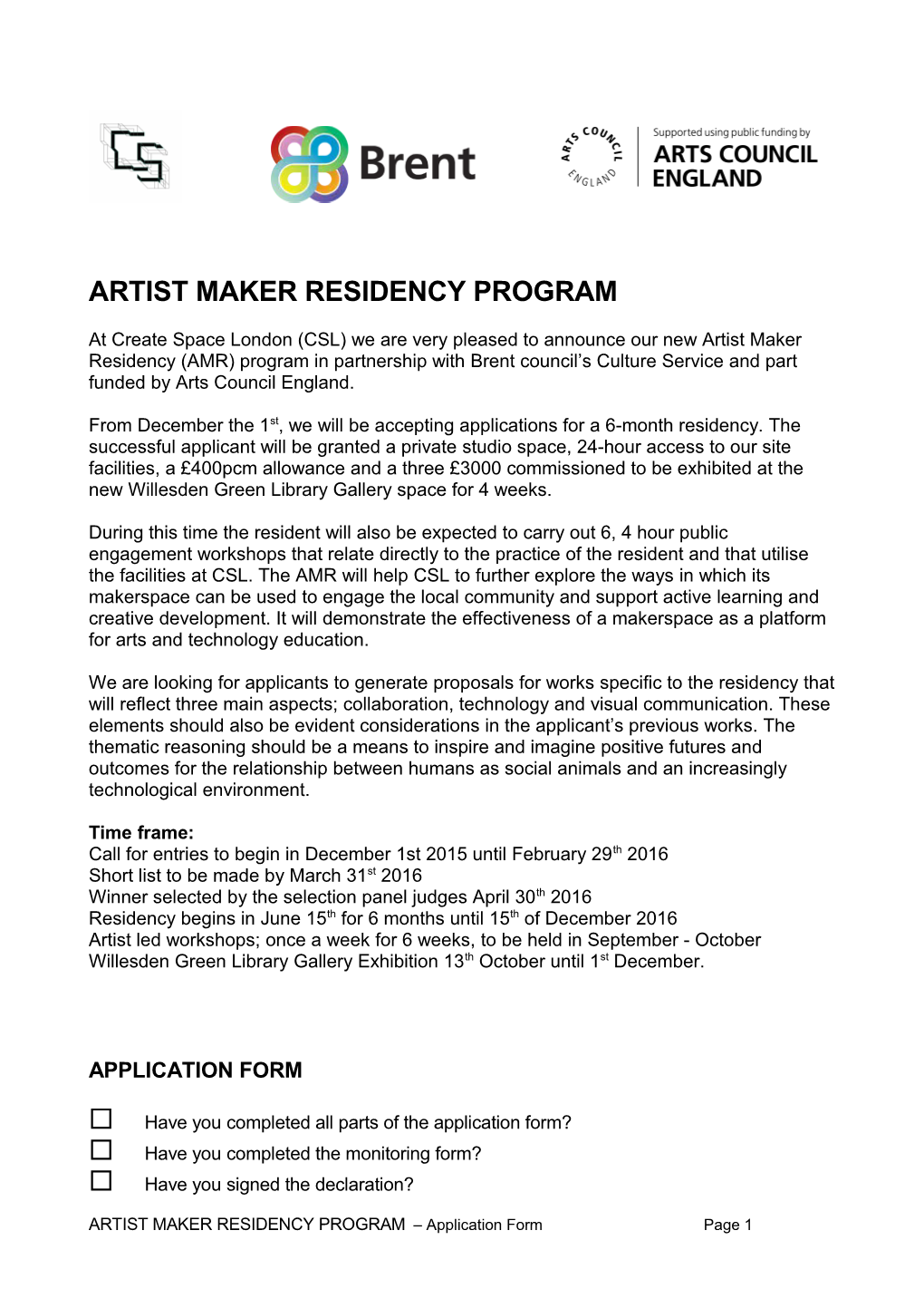Artist Makerresidency Program