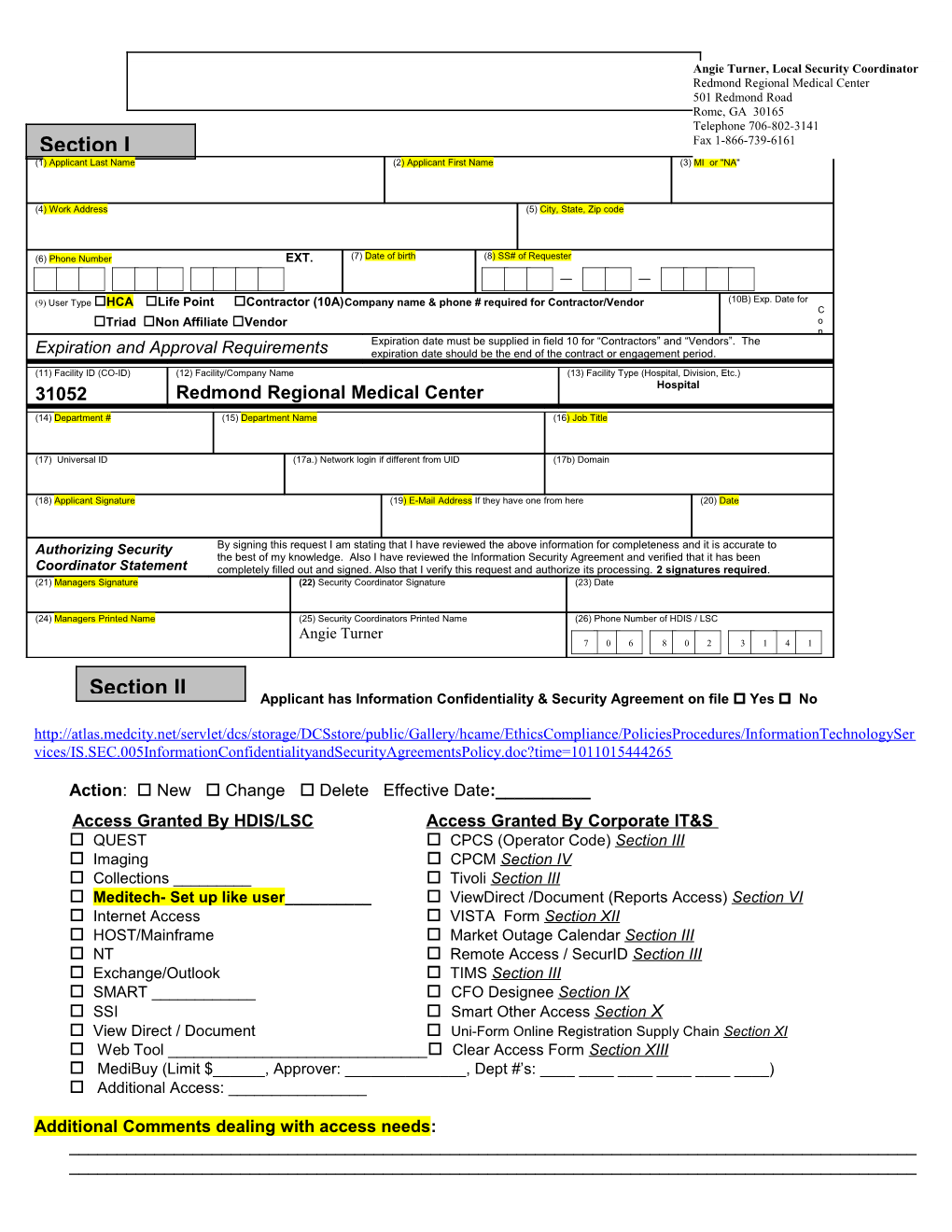 Remote Access Form