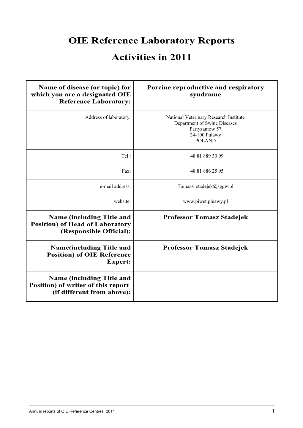 Porcine Reproductive and Respiratory Syndrome