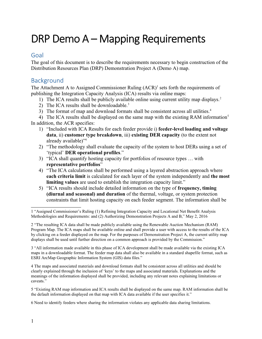DRP Demo a Mapping Requirements