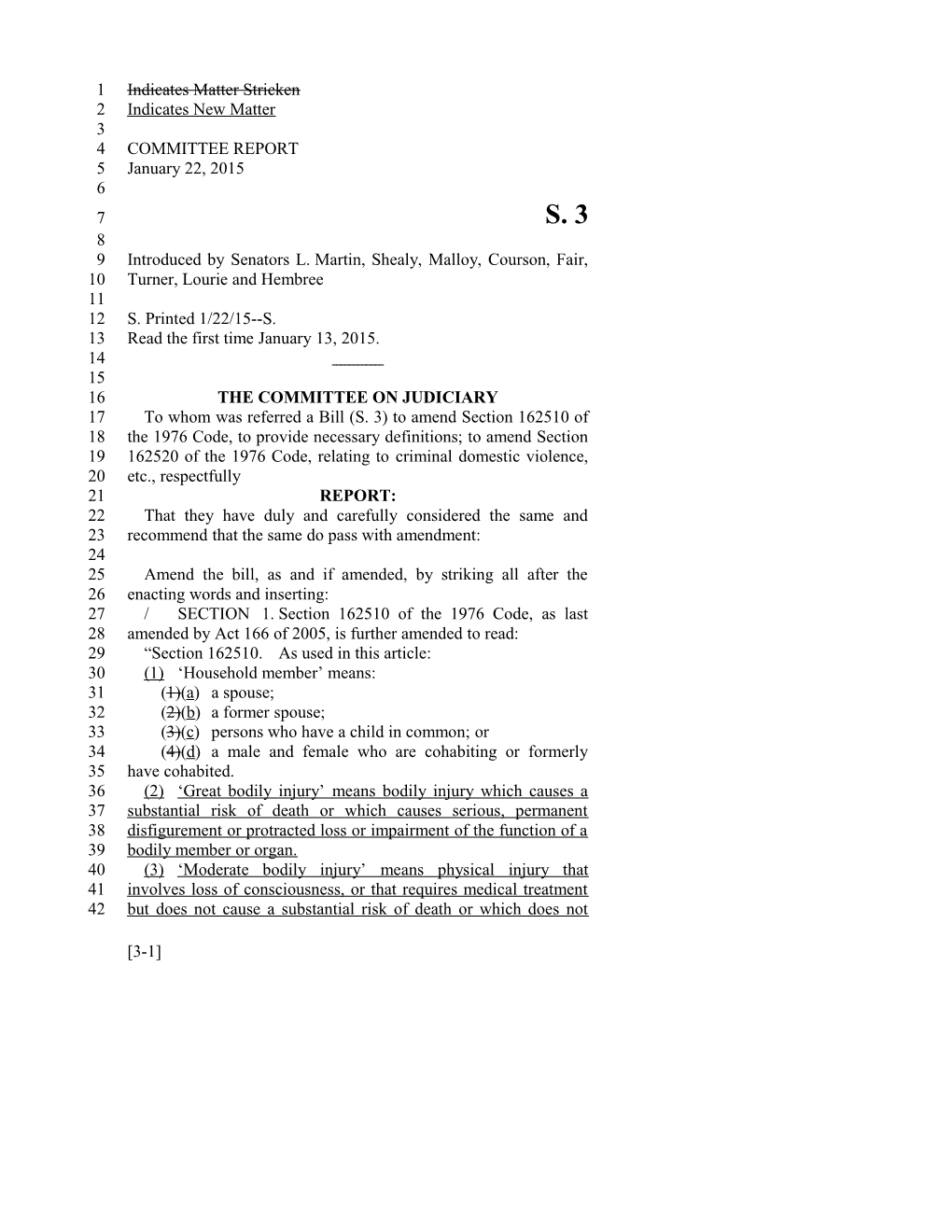 2015-2016 Bill 3 Text of Previous Version (Jan. 22, 2015) - South Carolina Legislature Online