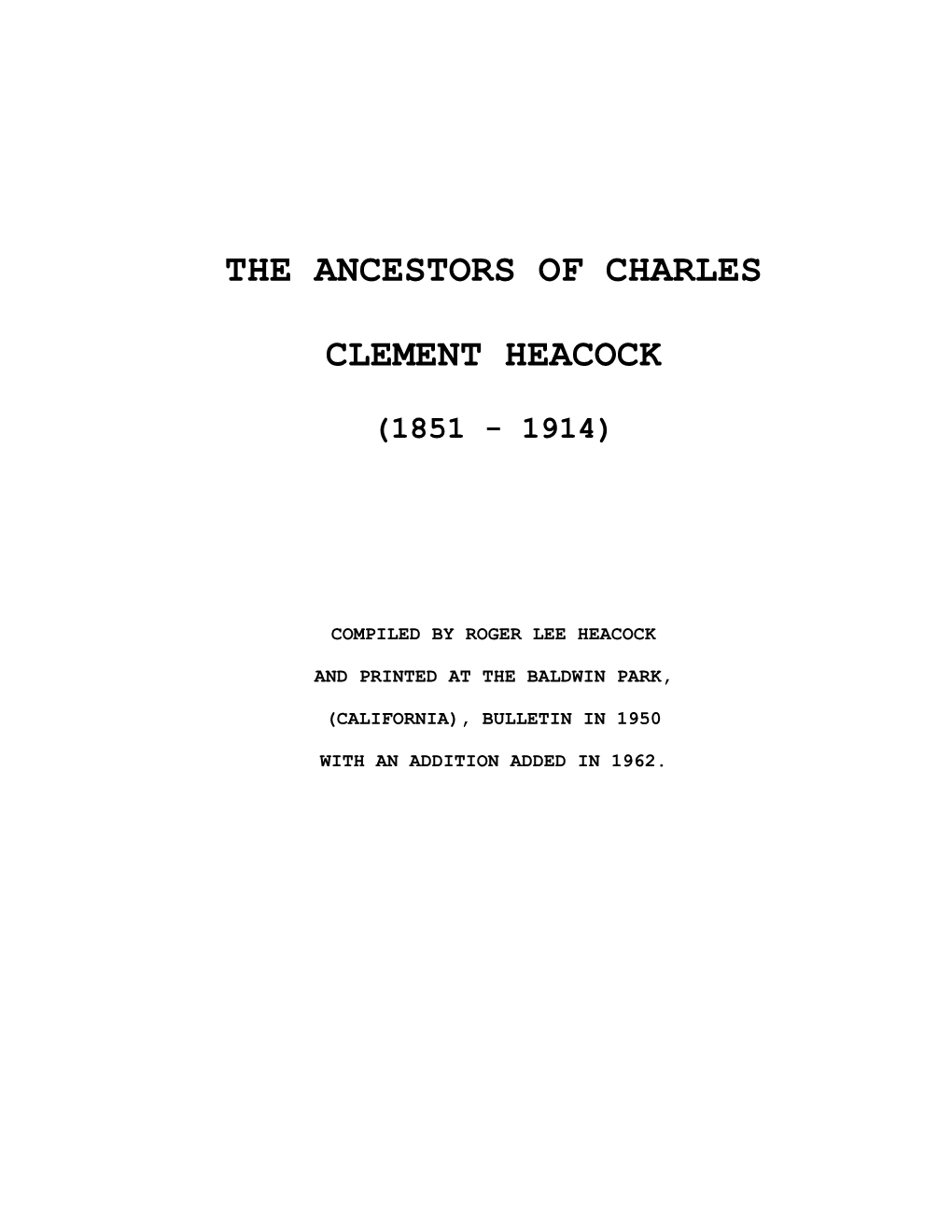 The Ancestors of Charles