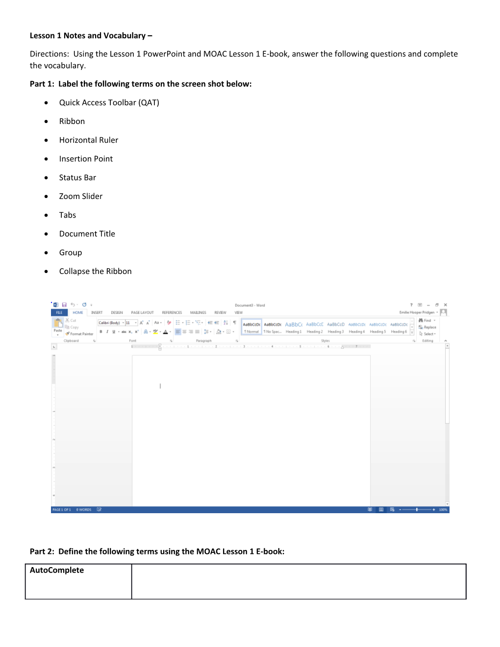 Lesson 1 Notes and Vocabulary