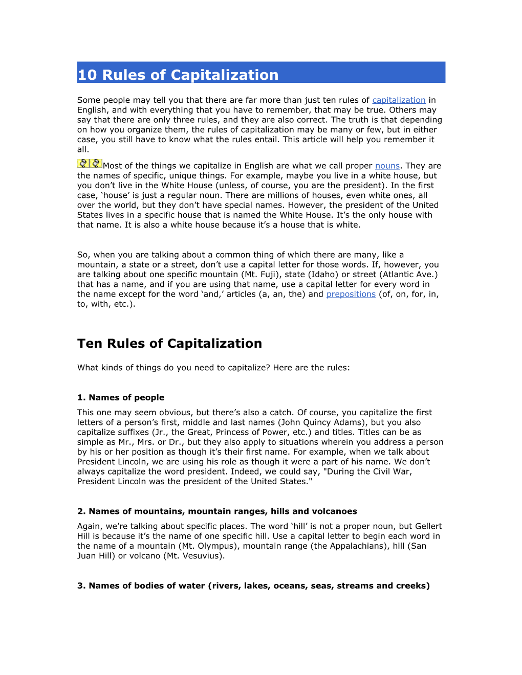 10 Rules of Capitalization