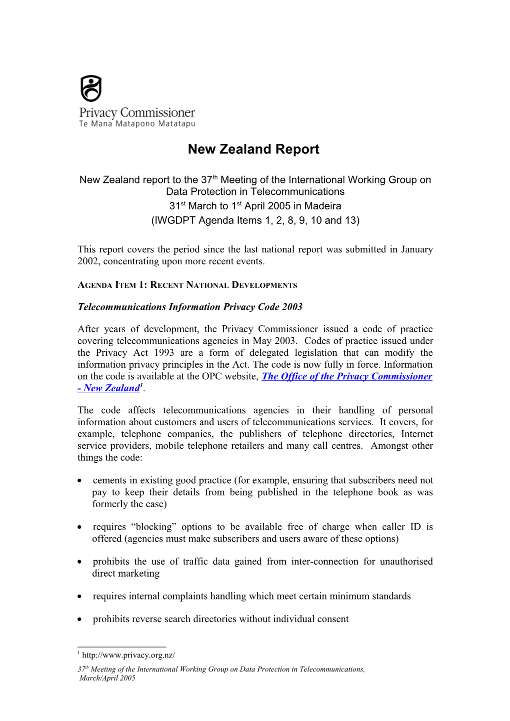New Zealand Report