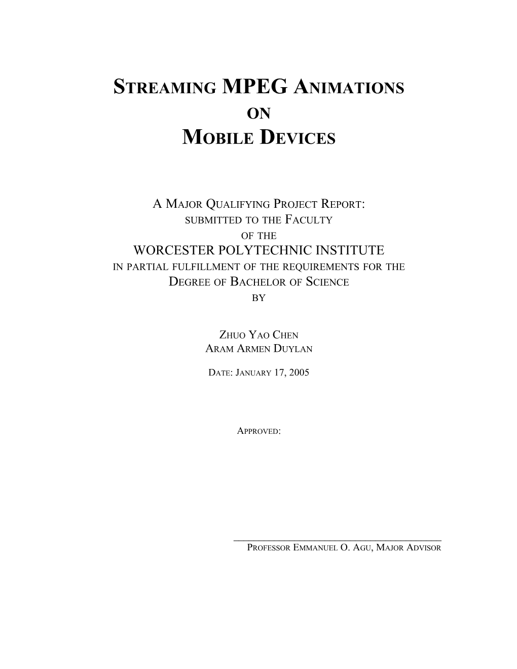 Streaming MPEG Animations