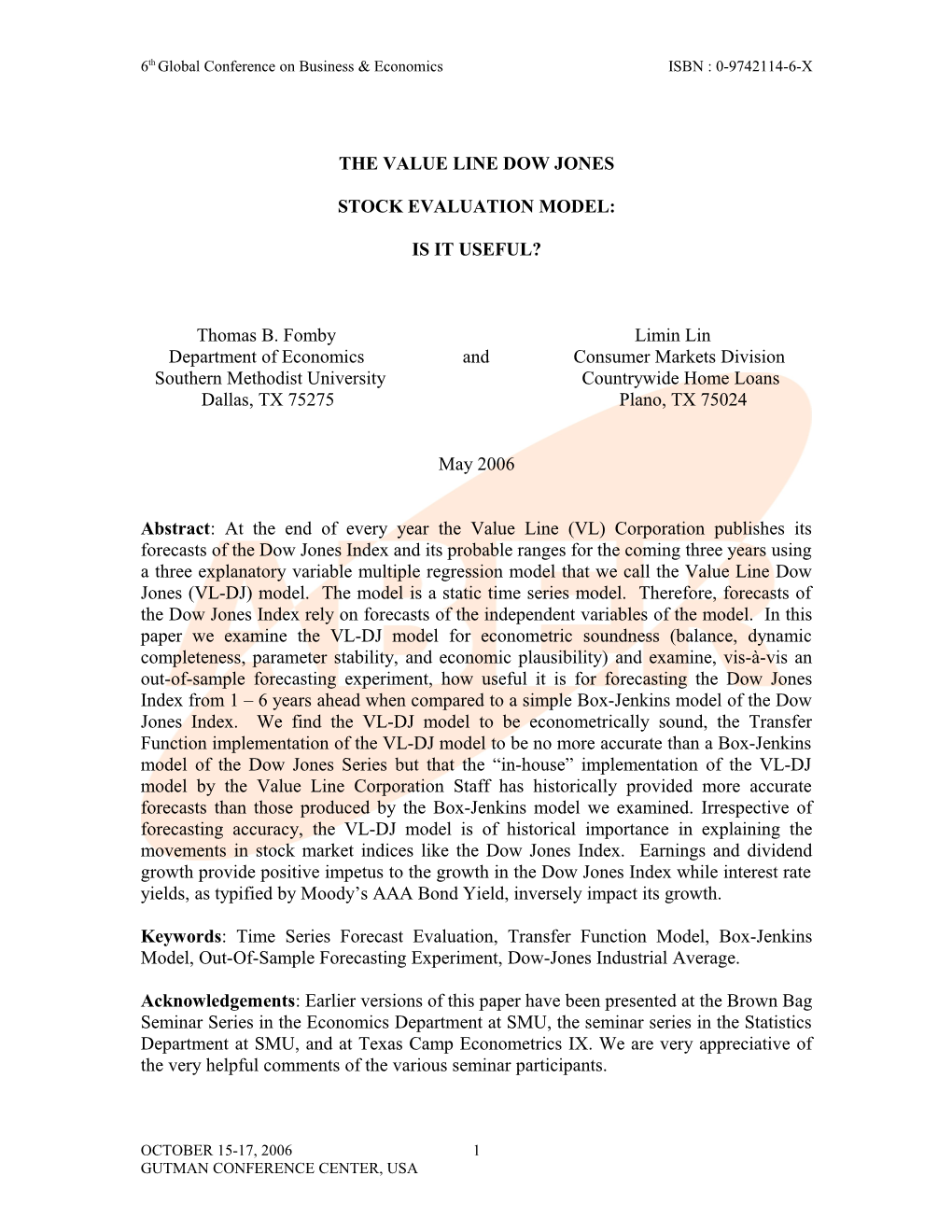 The Value Line Dow Jones Stock Evaluation Model: Is It Useful?