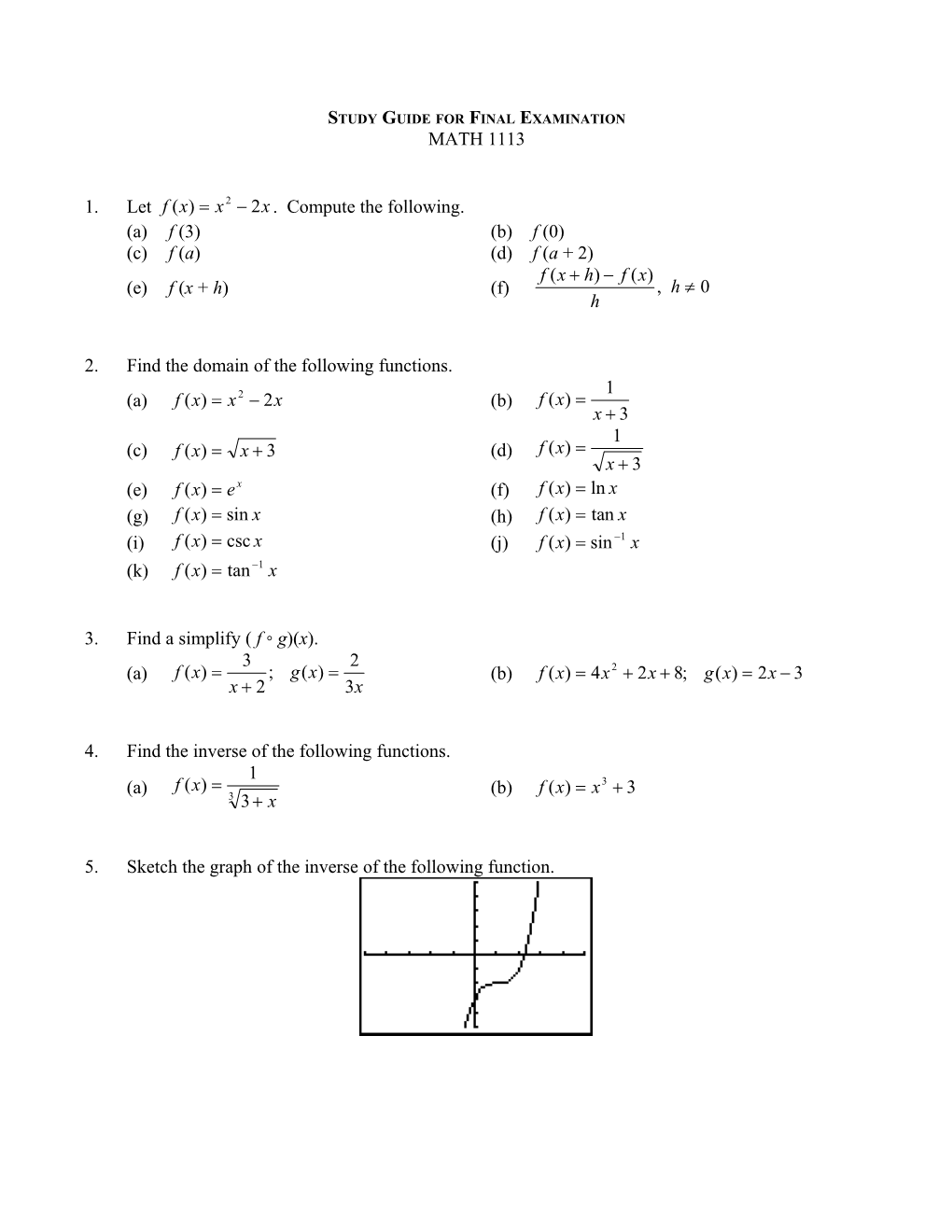 Study Guide for Final Examination