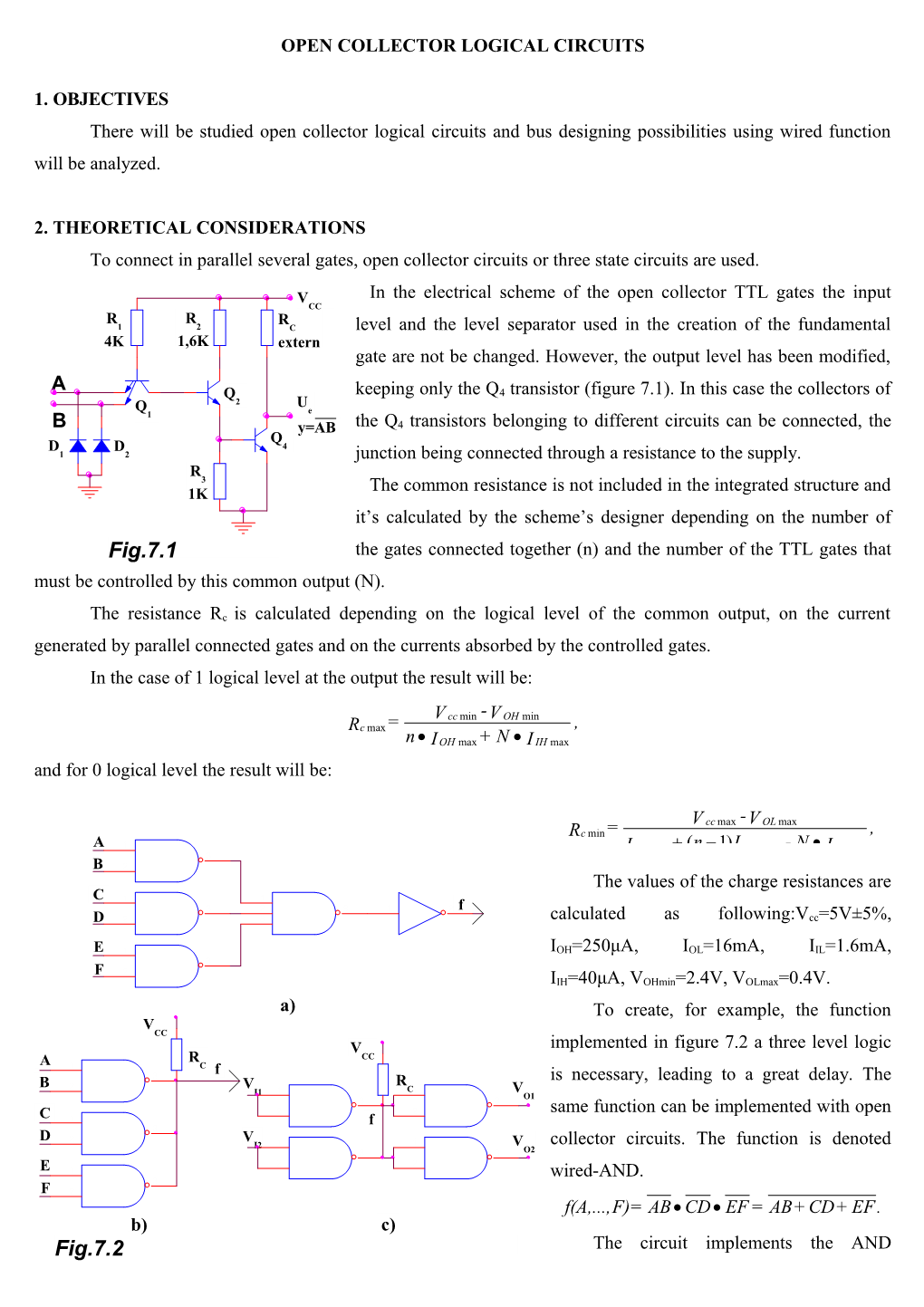 Open Collector Logical Circuits