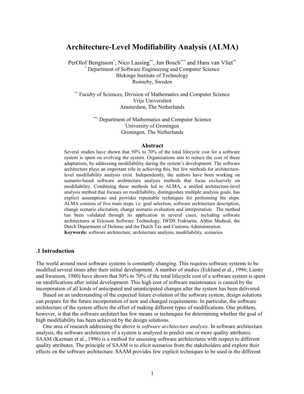 Analyzing Software Architectures for Modifiability