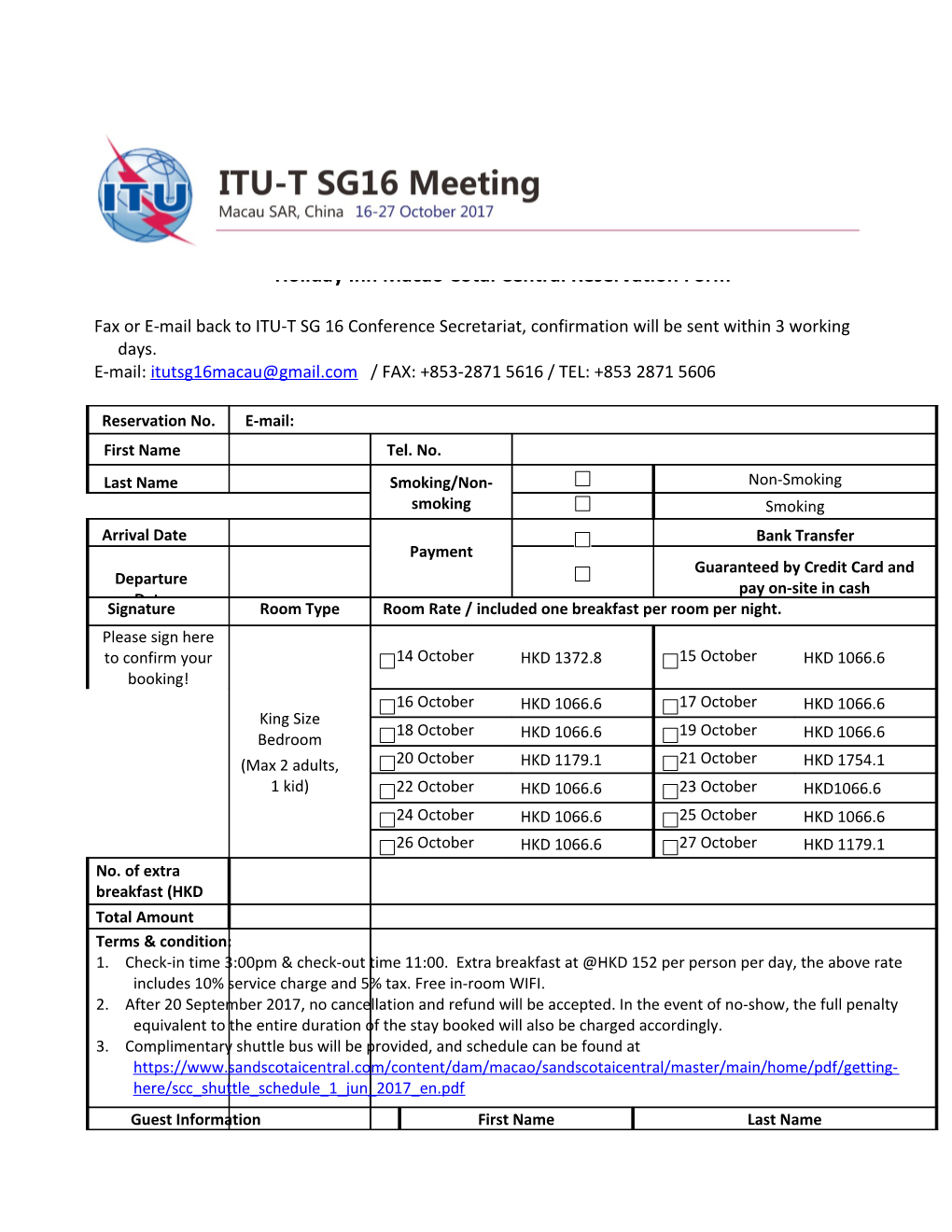 Holiday Inn Macao Cotai Centralreservation Form