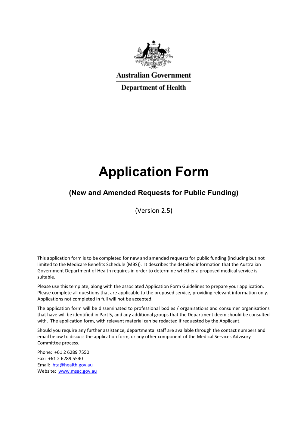 MSAC Application Form