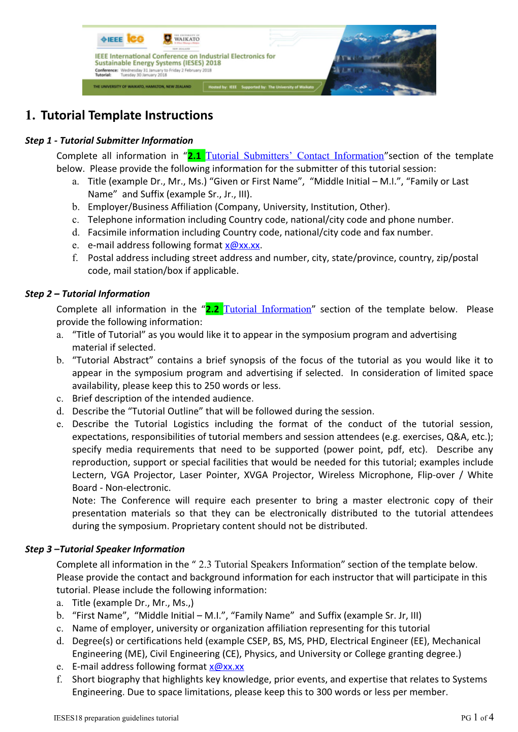 Preparation Guidelines Tutorial